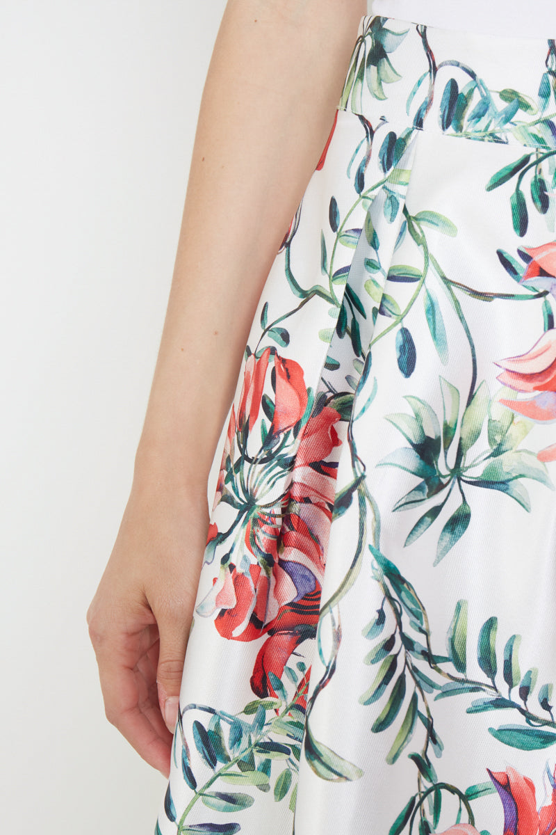 Falda plisada blanca estampado floral midi mujer, cierre cremallera, cómoda, elegante, versátil, ideal para primavera verano, modelo AN-260367, talla 38, outfit sofisticado ✅Entrega 24/48h