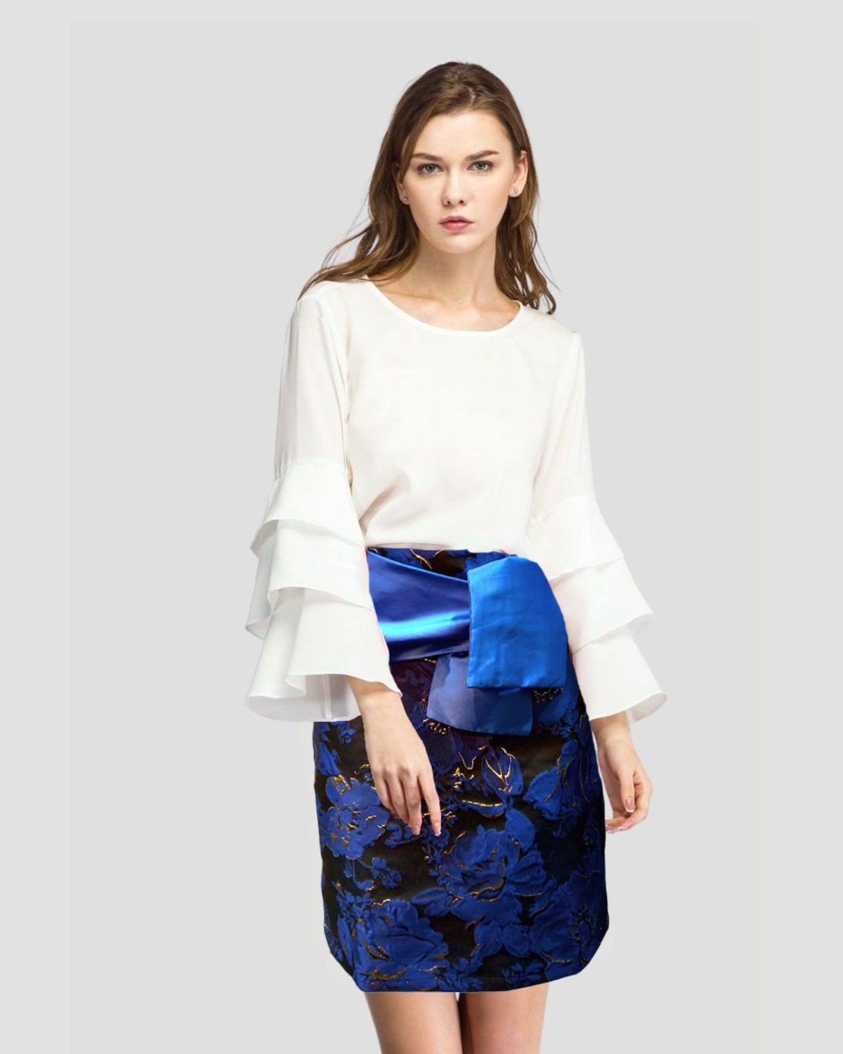 Blusa mujer manga larga volantes, top elegante, tejido ligero, corte regular, estilo sofisticado, color blanco, disponible talla 38, ideal oficina y eventos, look versátil, fácil combinar ✅Entrega 24/48h