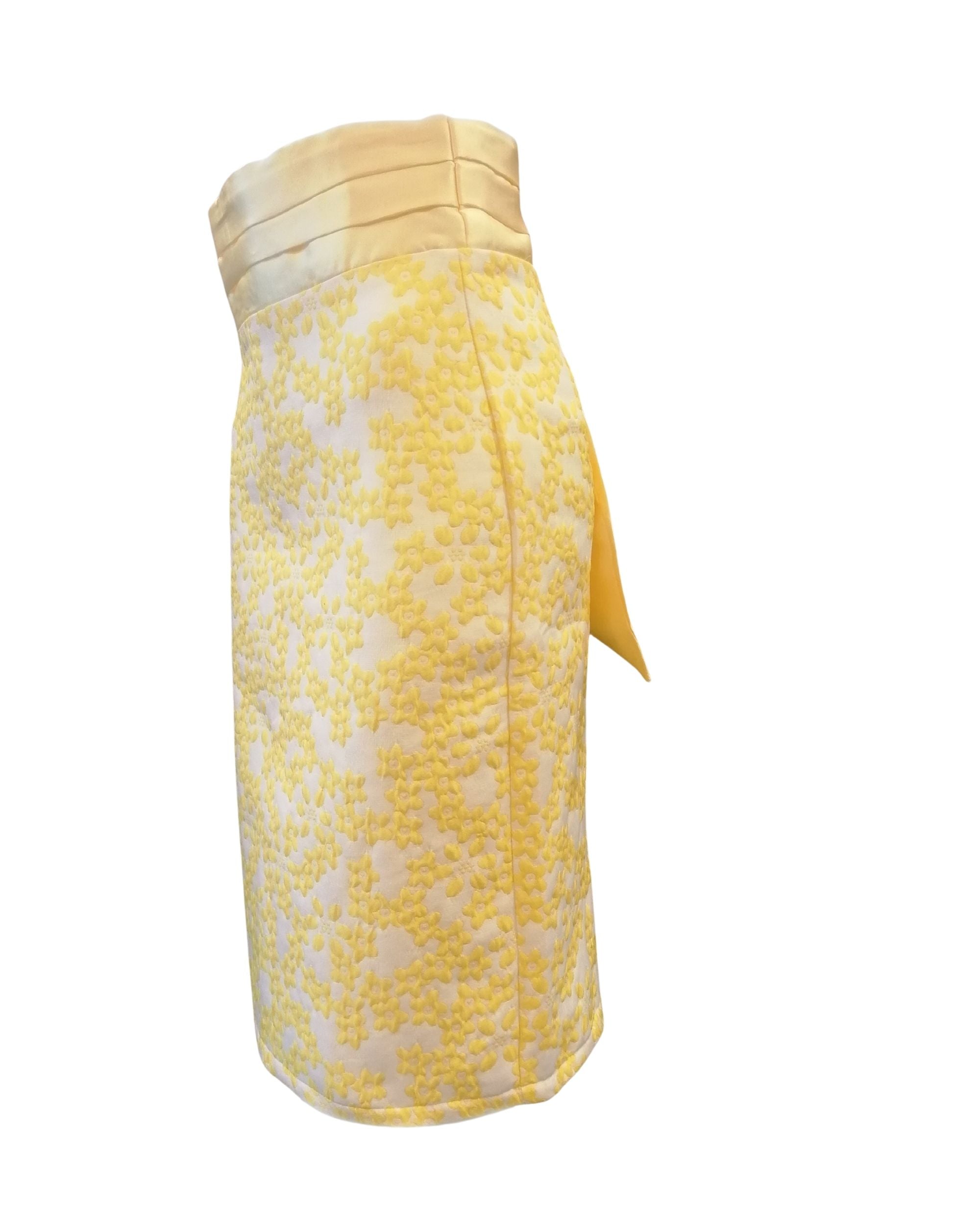 Falda recta mujer, skirt, diseño estampado textura, fajín satinado, cierre cremallera, forro interior, corte elegante, color amarillo, talla 38, ideal oficina eventos, cómodo y versátil ✅Entrega 24/48h