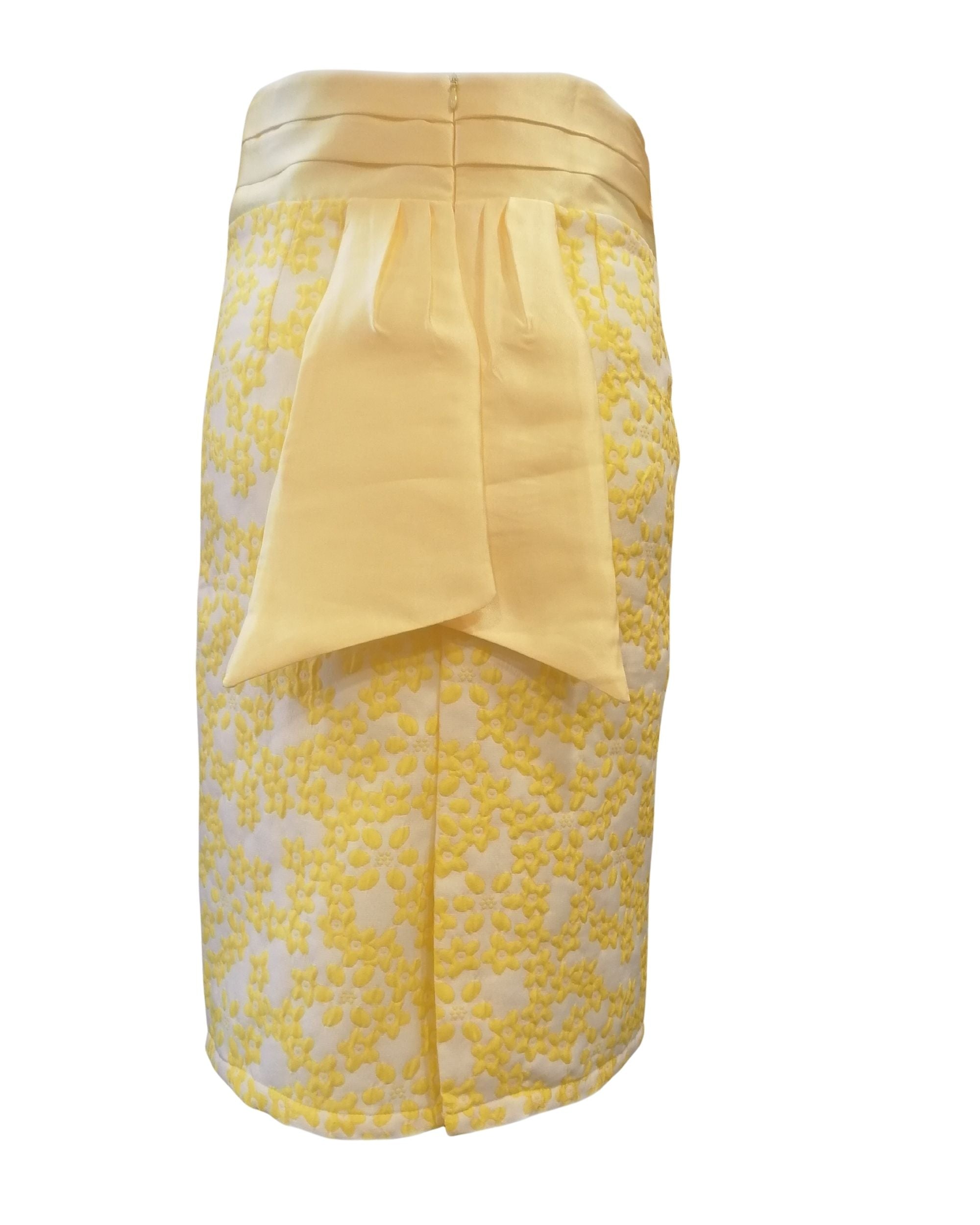 Falda recta mujer, skirt, diseño estampado textura, fajín satinado, cierre cremallera, forro interior, corte elegante, color amarillo, talla 38, ideal oficina eventos, cómodo y versátil ✅Entrega 24/48h