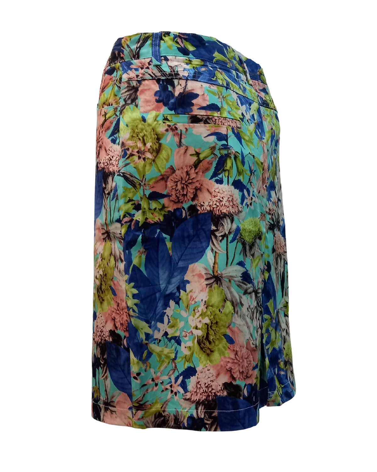 Falda corta recta mujer, skirt, diseño exclusivo, material ligero, estampado hojas, cintura alta, color azul, estilo urbano casual, talla 38, fácil de combinar, versátil y cómoda ✅Entrega 24/48h