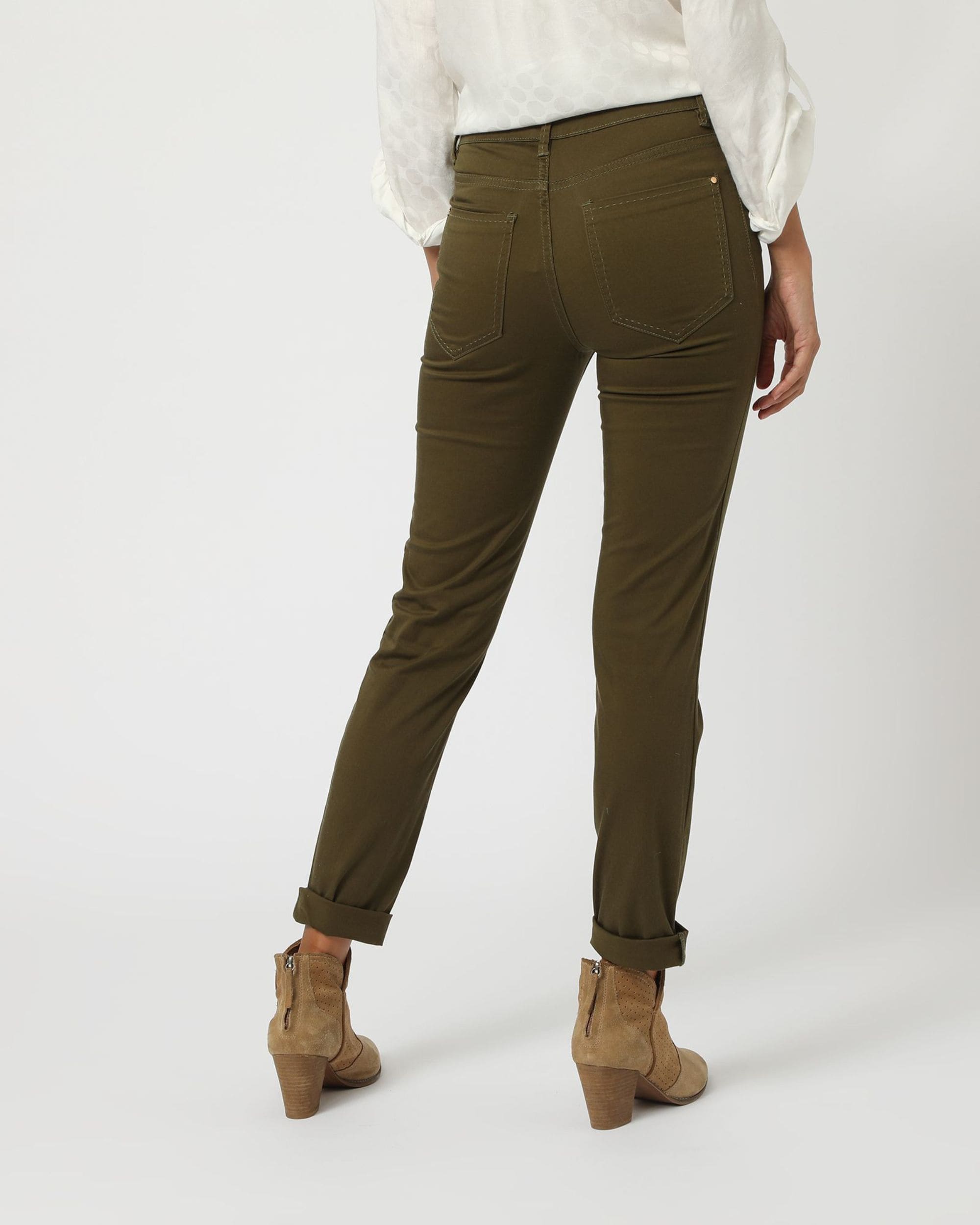 Pantalón mujer, jeans, recto, tejido algodón, diseño liso, botón dorado brillante, bolsillos delanteros y traseros, cómodo, versátil, talla 38, color caqui, ideal diario oficina, moda primavera otoño ✅Entrega 24/48h