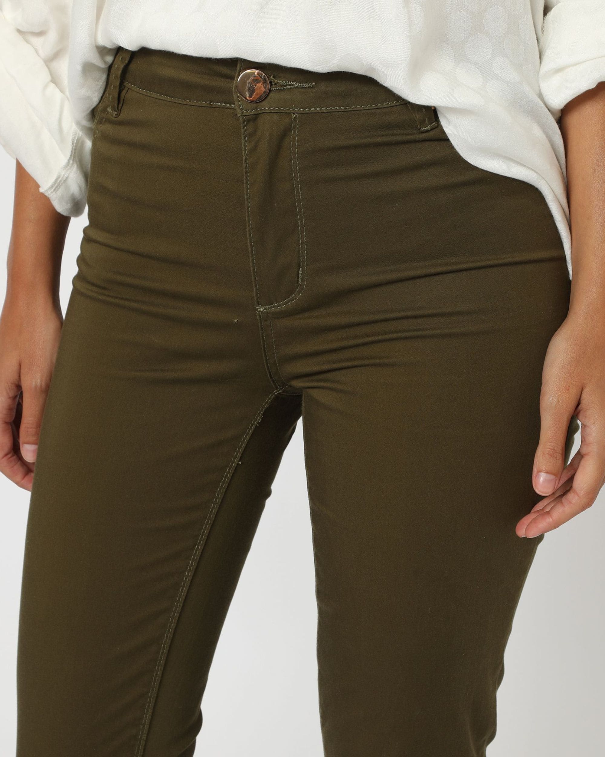 Pantalón mujer, jeans, recto, tejido algodón, diseño liso, botón dorado brillante, bolsillos delanteros y traseros, cómodo, versátil, talla 38, color caqui, ideal diario oficina, moda primavera otoño ✅Entrega 24/48h