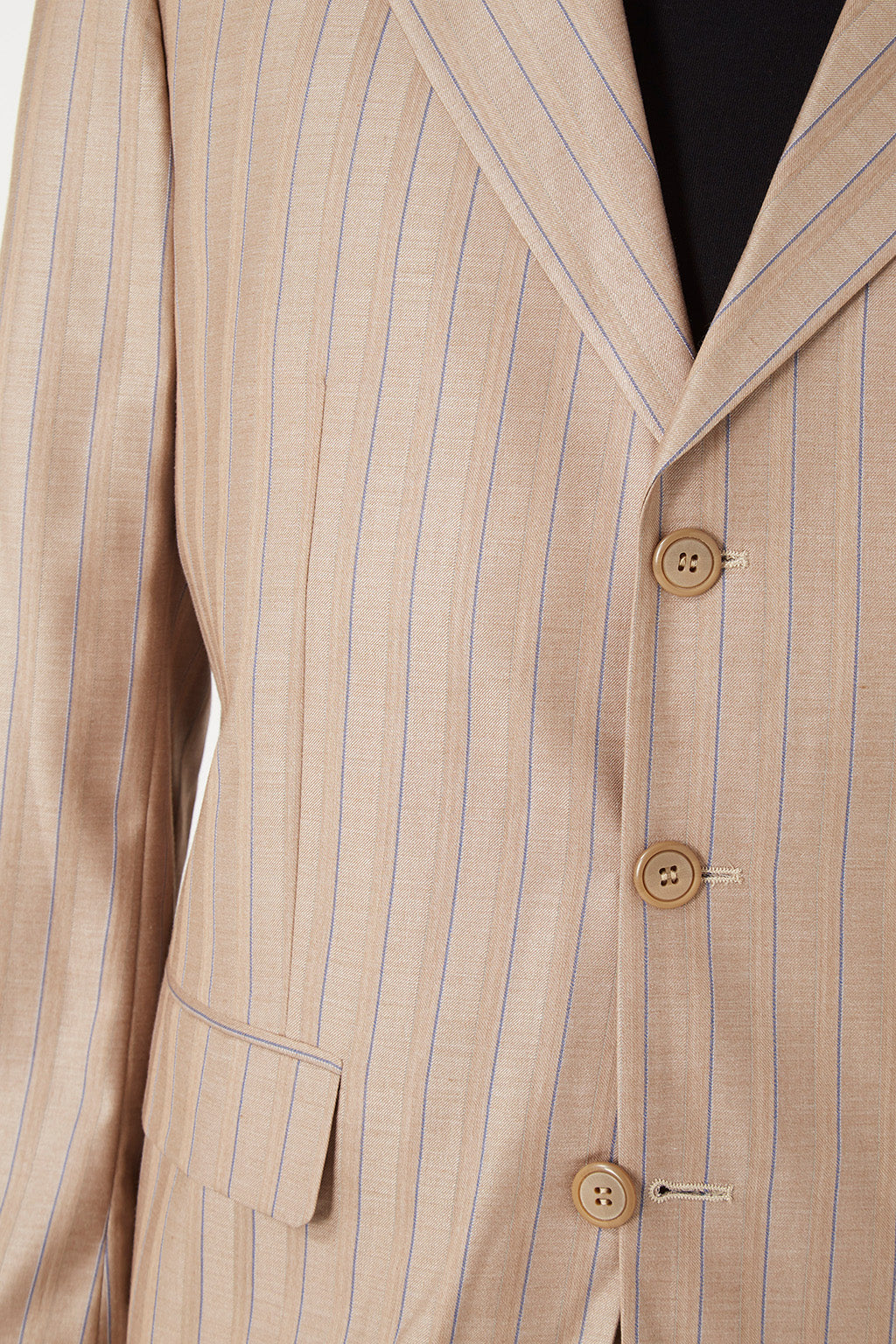 Blazer masculino americana chaqueta formal rayas solapa estructurada botones tejido suave elegante tono camell talla 48 ideal oficina eventos modernos sofisticados look versátil ✅Entrega 24/48h