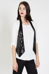 Chaleco mujer lentejuelas, elegante y sofisticado, diseño ligero ideal fiestas, eventos noche, combina blusas o jeans, corte clásico, color negro, talla S disponible, look urbano brillante, glamour instantáneo ✅Entrega 24/48h