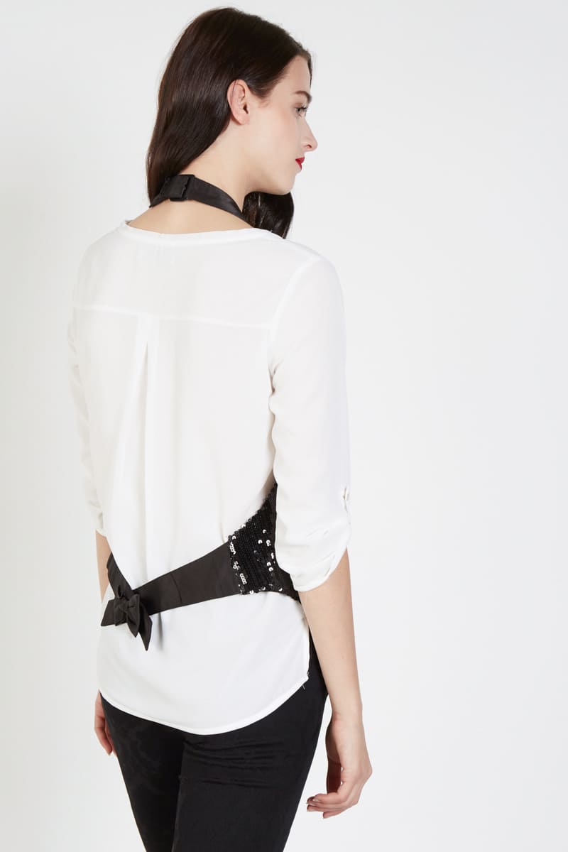 Chaleco mujer lentejuelas, elegante y sofisticado, diseño ligero ideal fiestas, eventos noche, combina blusas o jeans, corte clásico, color negro, talla S disponible, look urbano brillante, glamour instantáneo ✅Entrega 24/48h
