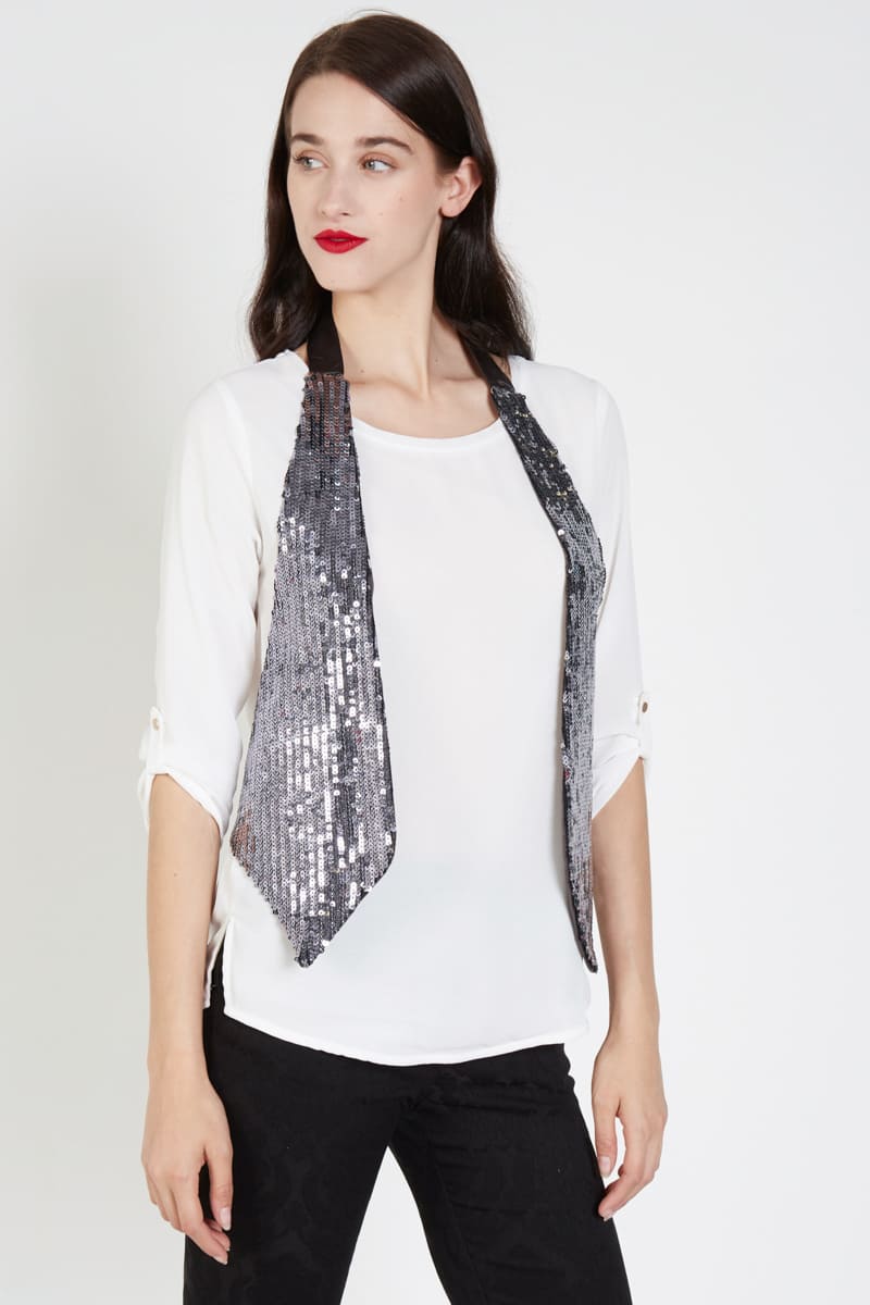 Blusa mujer manga larga, top lentejuelas brillo moderno, estilo elegante casual, detalle metálico, corte regular, color blanco, talla S, ideal fiesta noche, combina jeans faldas, versátil y sofisticada, ✅Entrega 24/48h