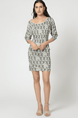 Vestido corto mujer manga larga dress outfit estampado hojas modelo botánico tejido suave corte fluido escote barco estilo casual cómodo versátil gris XS disponible ✅Entrega 24/48h
