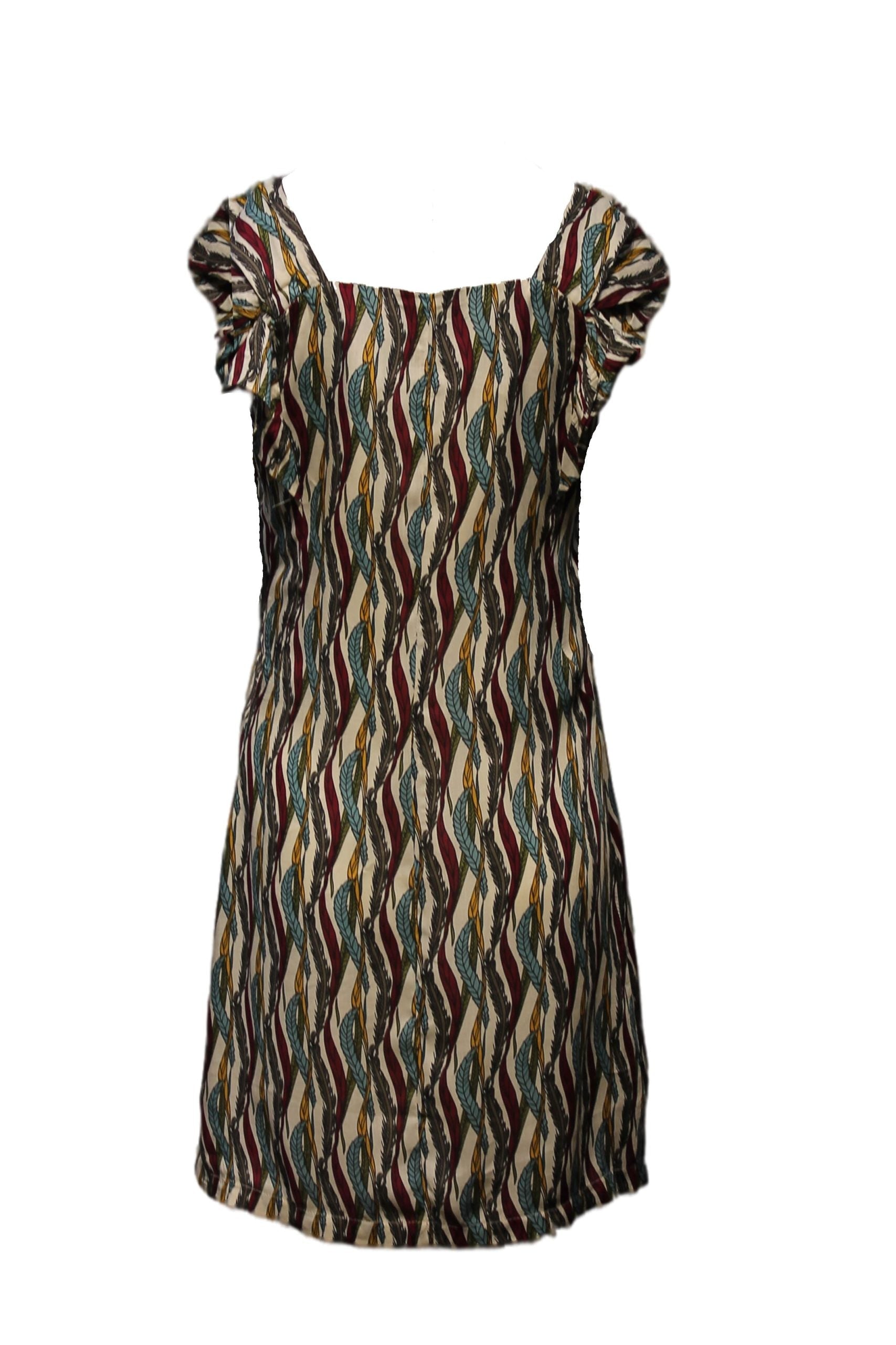 Vestido corto mujer, dress tirantes volantes estampado étnico, escote cuadrado, tela ligera cómoda, estilo casual urbano, ideal verano, colores beige azul burdeos, talla XS, fresco, versátil ✅Entrega 24/48h