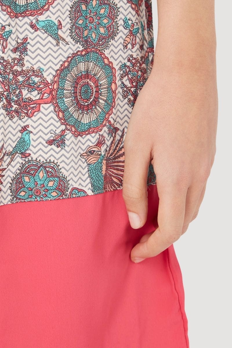 Vestido amplio mujer, dress casual floral, modelo Laga D747, manga corta, escote cuadrado, diseño estampado colores rosa y turquesa, detalle contraste, talla L, cómodo y fresco, ideal verano ✅Entrega 24/48h