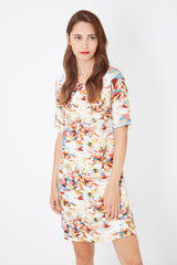 Vestido mujer evasé, dress fluido estampado geométrico, viscosa fresca, cuello fruncido, manga corta, estilo casual, talla L, cómodo, versátil, ideal verano, multicolor, outfit diario ✅Entrega 24/48h