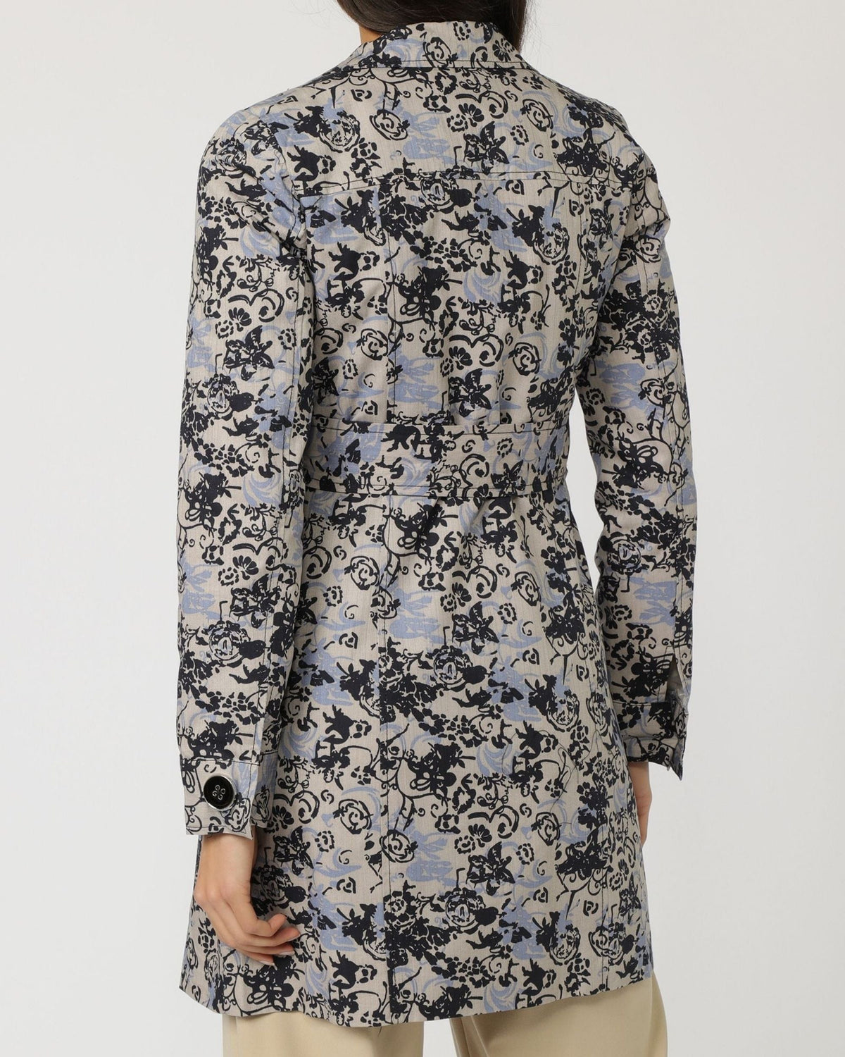 Gabardina mujer impermeable trench coat textura floral, manga larga, solapa clásica, cierre botones, cinturón extraíble, bolsillos, estilo elegante casual, talla 36, color azul, cómoda versátil exterior ✅Entrega 24/48h