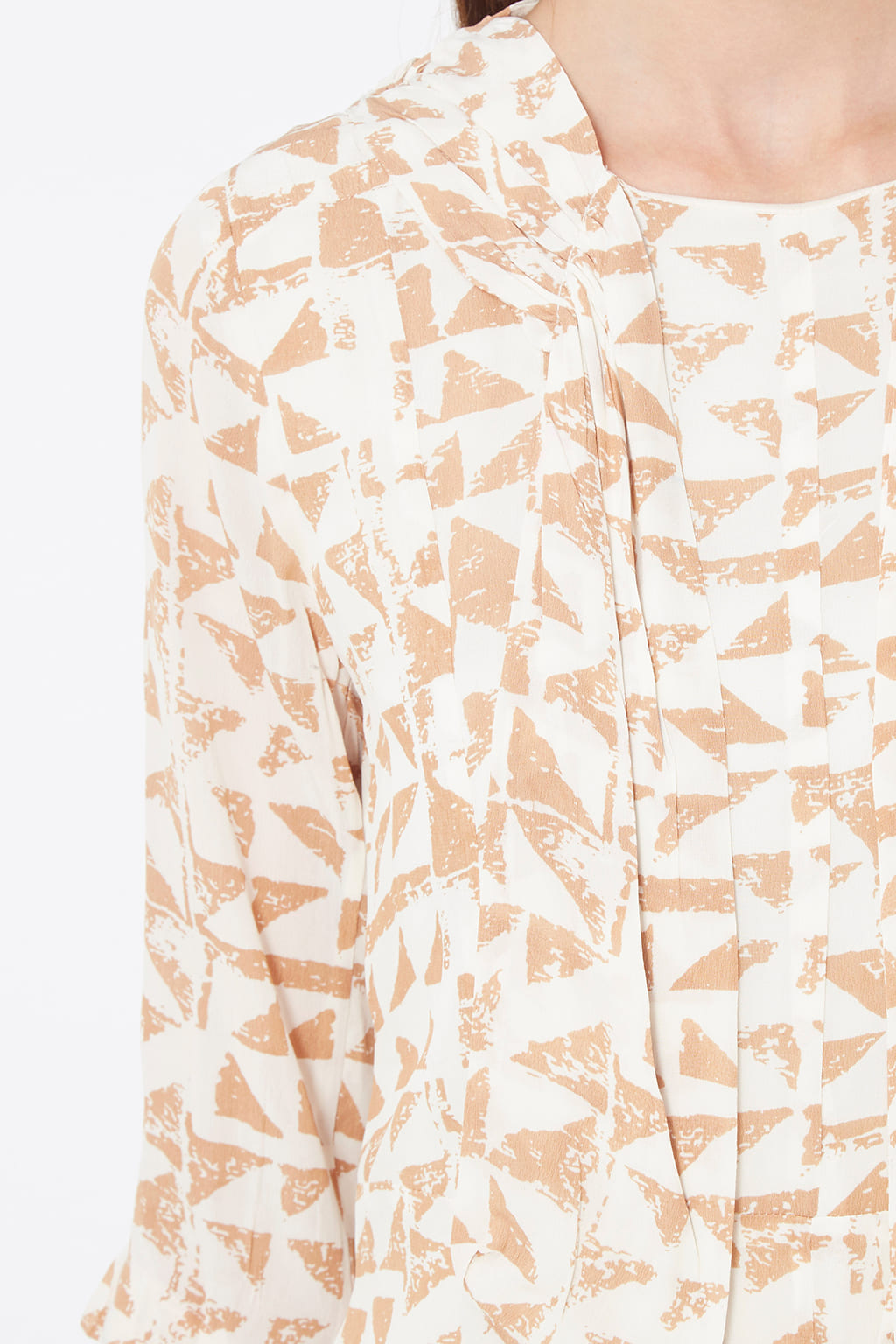 Vestido recto mujer, dress estampado fantasía, manga 3/4, lazo cuello, cierre cremallera, forro interior, suelto, elegante, cómodo, talla L, color beige, outfit versátil primavera verano ✅Entrega 24/48h