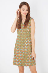 Vestido sin mangas mujer, dress casual verano, outfit estampado flores, tejido suave y fresco, corte recto, estilo juvenil, color beige, talla M, cómodo y versátil, ideal oficina y ocio ✅Entrega 24/48h