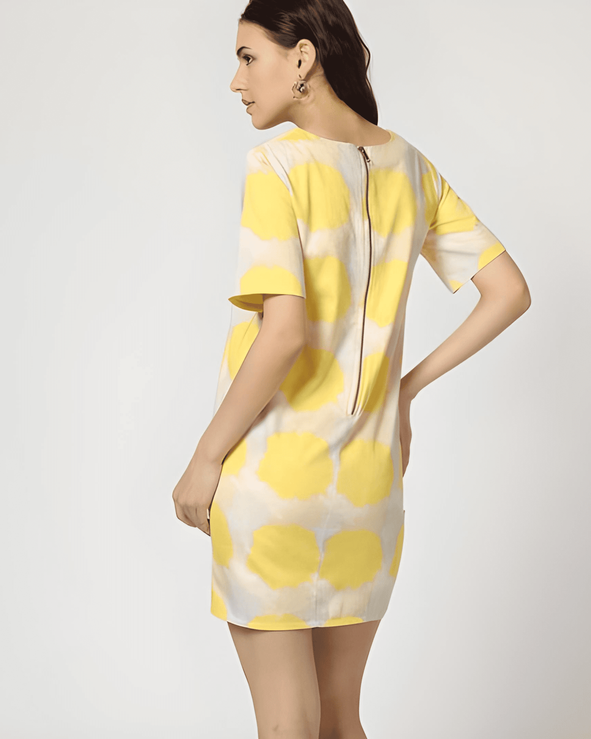 Vestido corto mujer tie dye recto dress outfit moda primavera verano L tejido suave ligero estampado amarillo moderno cómodo urbano versátil casual eventos informales ✅Entrega 24/48h