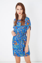 Vestido corto mujer, dress floral, outfit urbano, tela suave, manga corta, cinturón ajustable, estilo fresco, floral print, azul, talla L, cómodo y versátil, ideal salidas casuales y diarias ✅Entrega 24/48h