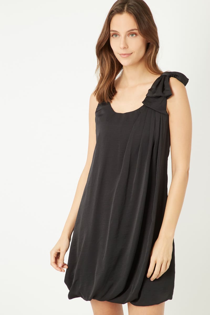 Vestido corto elegante, dress asimétrico, outfit drapeado, hombro lazo, tejido suave, moderno, cómodos, exclusivo, color negro, talla L, ideal eventos y cenas, look sofisticado, fácil combinar ✅Entrega 24/48h