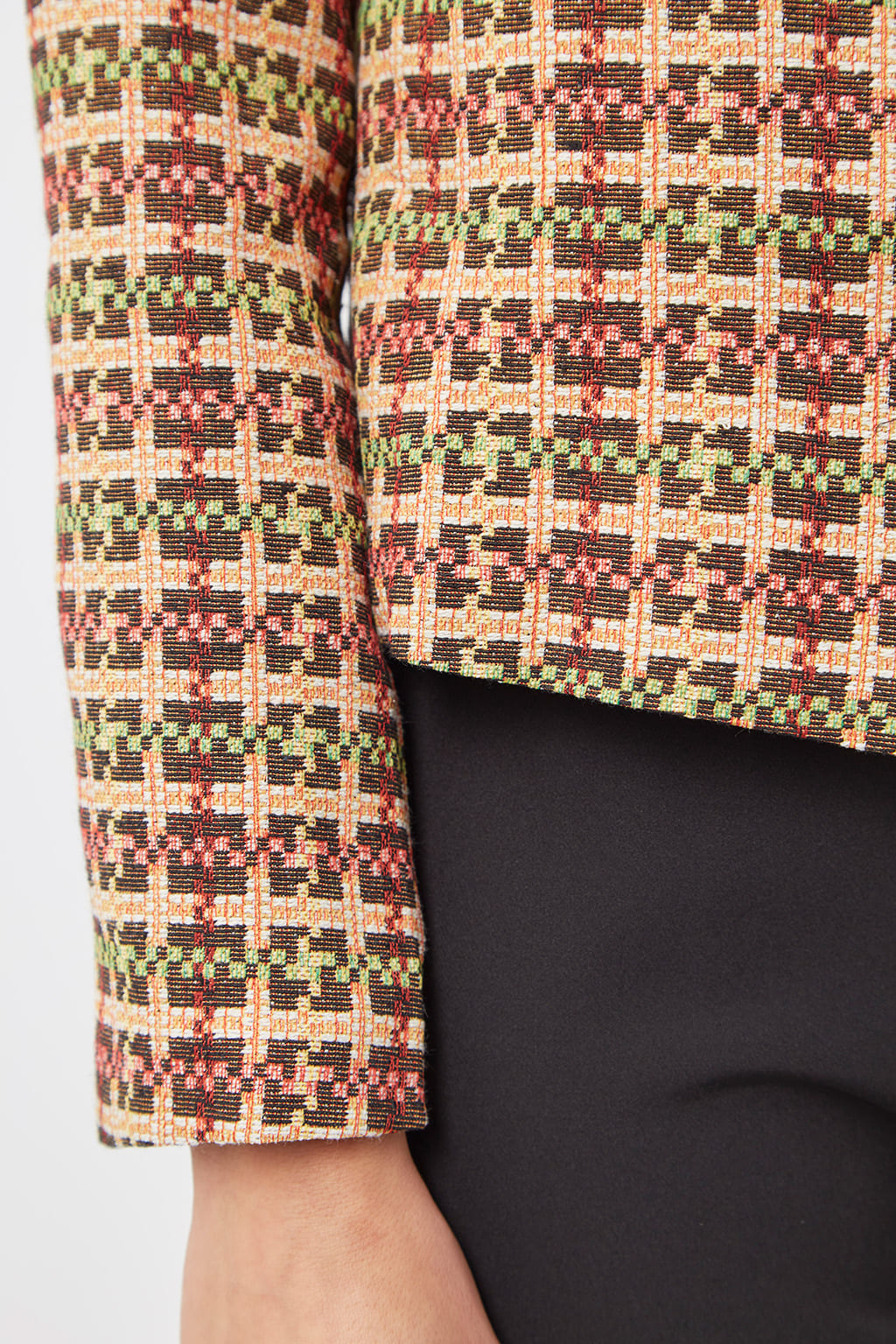 Chaqueta mujer, blazer, abrigo ligero, diseño cuadros, cuello redondo, manga larga, forro integrado, elegante, tejido poliéster resistente, color beige burdeos, talla L, versátil otoño invierno ✅Entrega 24/48h