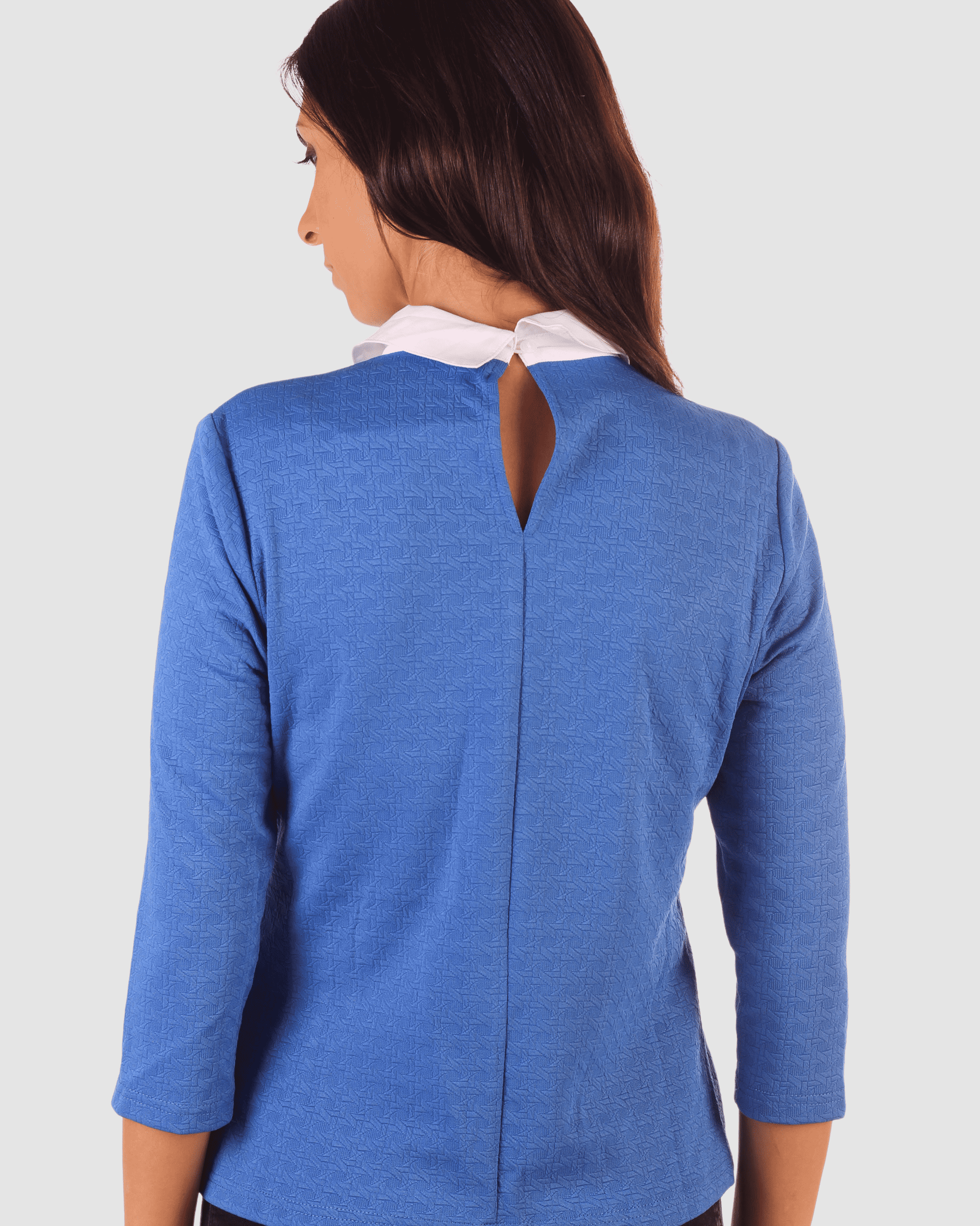 Blusa mujer camisa top gasa diseño cuello bebé bajo volante manga 3/4 azul ideal oficina casual elegante disponible talla L cómoda versátil Love & Money ✅Entrega 24/48h