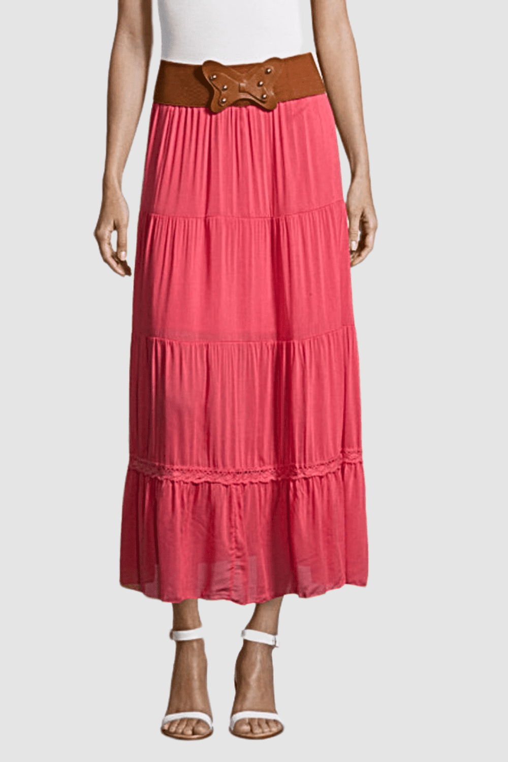 Falda larga mujer, skirt, algodón suave, cintura elástica cómoda, cinturón mariposa, corte recto, ideal verano, color rosa, talla única, versátil y fresca, outfit casual y femenino ✅Entrega 24/48h
