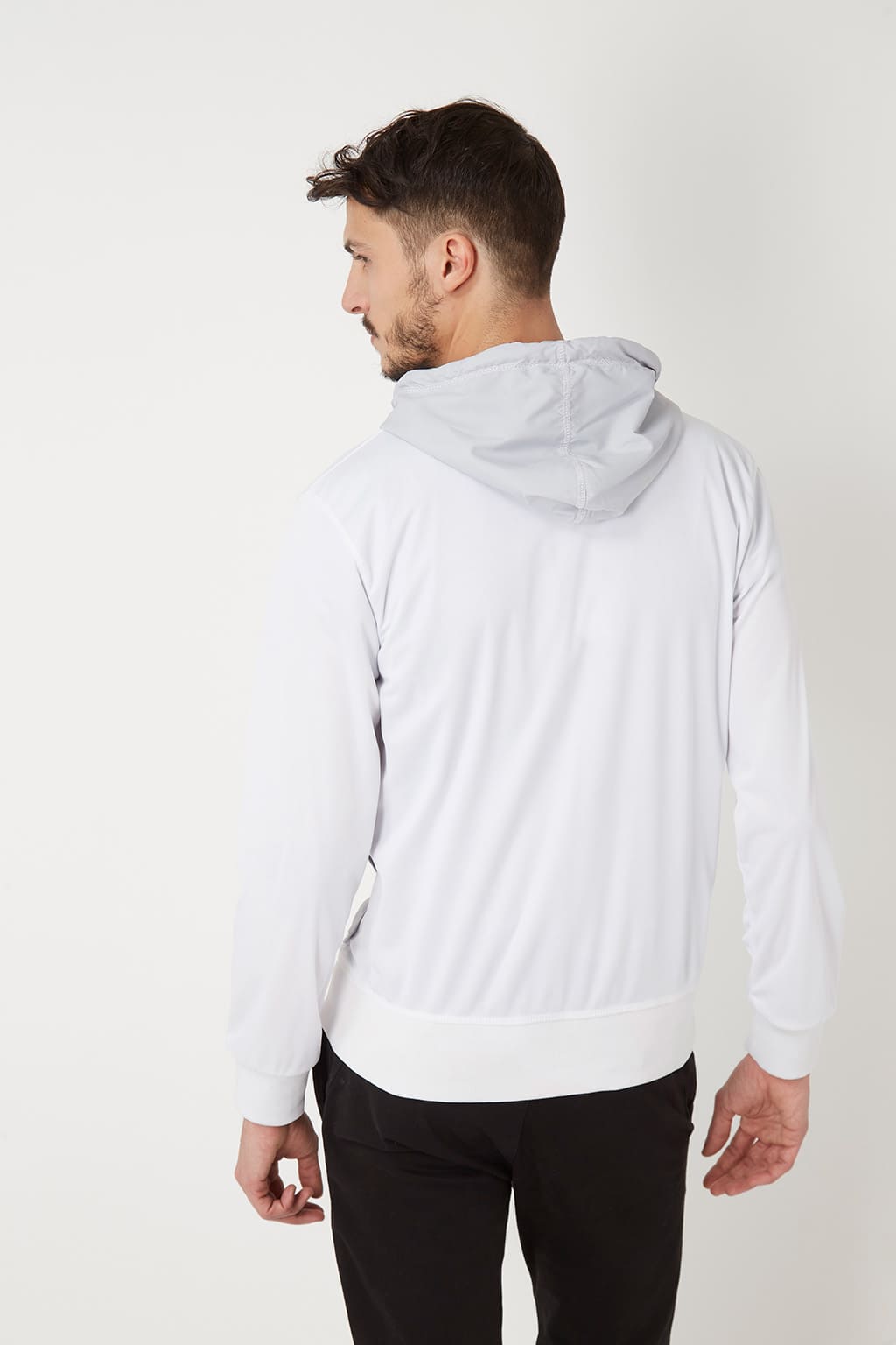 Sudadera blanca chaqueta urbana hoodie cremallera bolsillos grandes capucha ajuste moderno detalles beige talla L cómoda versátil streetwear casual hombre chica ciudad varios colores ✅Entrega 24/48h