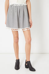 Falda corta cuadros mujer, minifalda, diseño flecos, corte moderno, urbana, elegante, ligera, blanco y negro, talla 38, combina con blusas y botines, fresca y versátil, look oficina ✅Entrega 24/48h