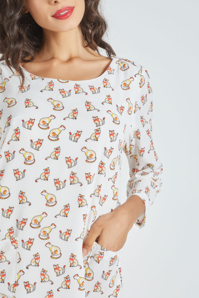 Vestido corto mujer, dress floral estampado flores, manga tres cuartos, corte recto, tejido ligero y fresco, diseño multicolor, estilo casual y versátil, único color blanco, talla 38, look elegante cómodo ✅Entrega 24/48h