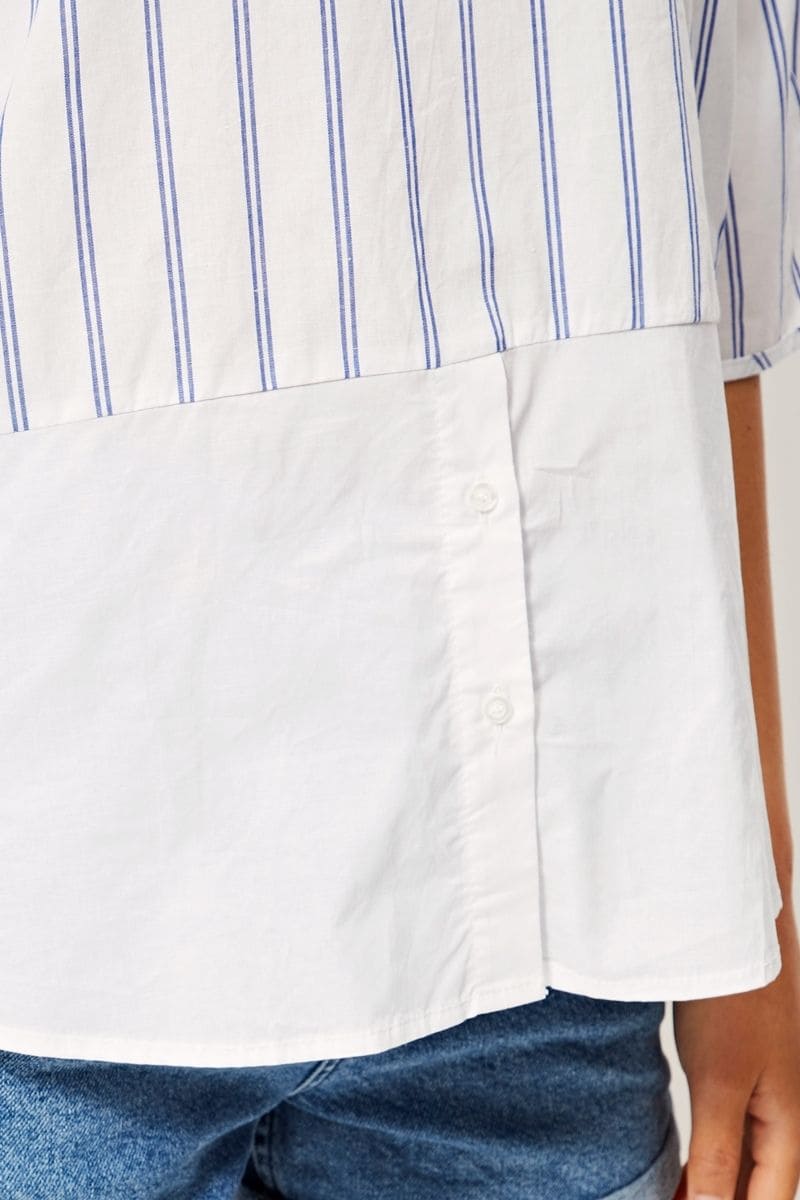 Blusa mujer rayas verticales casual relajada camisas manga tres cuartos algodón blanca talla 38 cómoda fresca versátil outfit urbano oficina primavera-verano ✅Entrega 24/48h