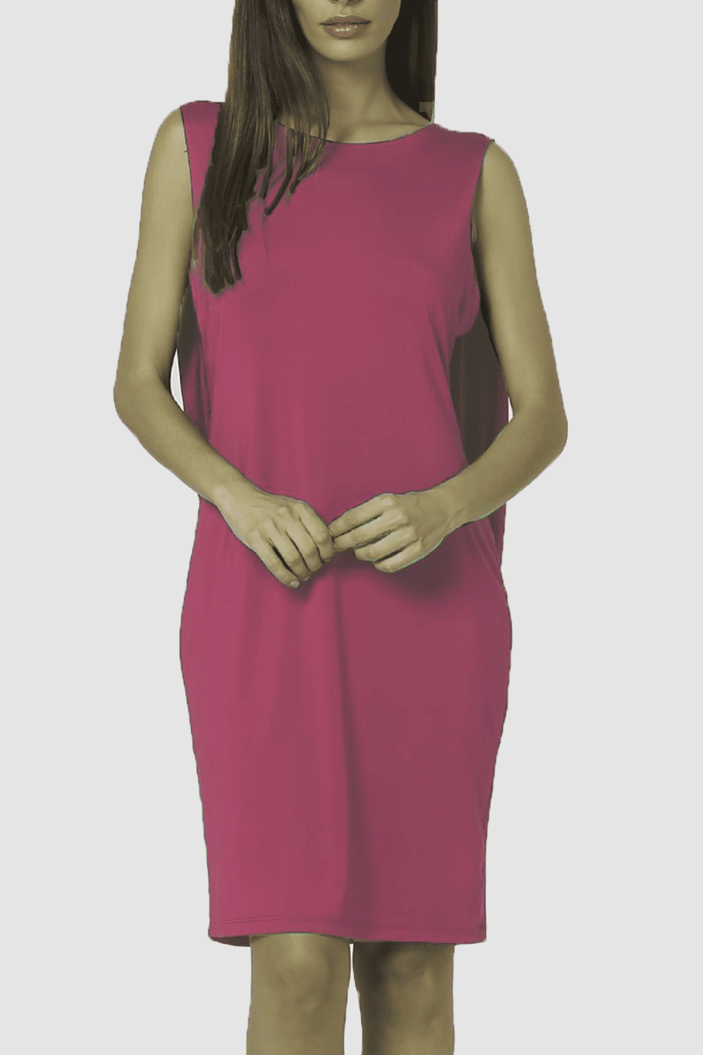 Vestido mujer elegante sin mangas, dress básico recto, diseño versátil ideal eventos, tejido suave, corte clásico, color fucsia, talla 36, cómodo y favorecedor, outfit sofisticado ✅Entrega 24/48h