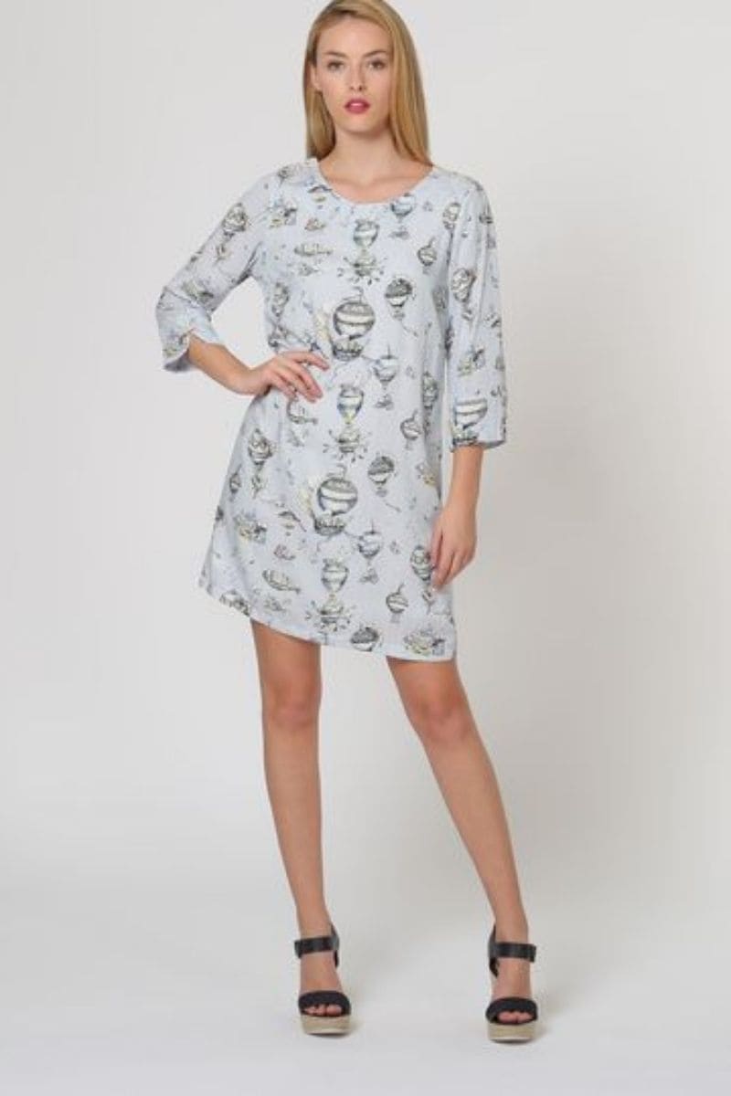 Vestido casual suelto dress outfit estampado globos manga tres cuartos ligero urbano look relajado cómodo blanco talla 38 versátil ideal verano primavera fácil combinar sandalias tacones moderno fresco ✅Entrega 24/48h