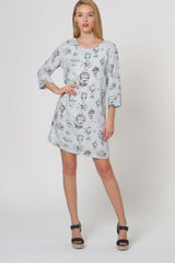 Vestido casual suelto dress outfit estampado globos manga tres cuartos ligero urbano look relajado cómodo blanco talla 38 versátil ideal verano primavera fácil combinar sandalias tacones moderno fresco ✅Entrega 24/48h