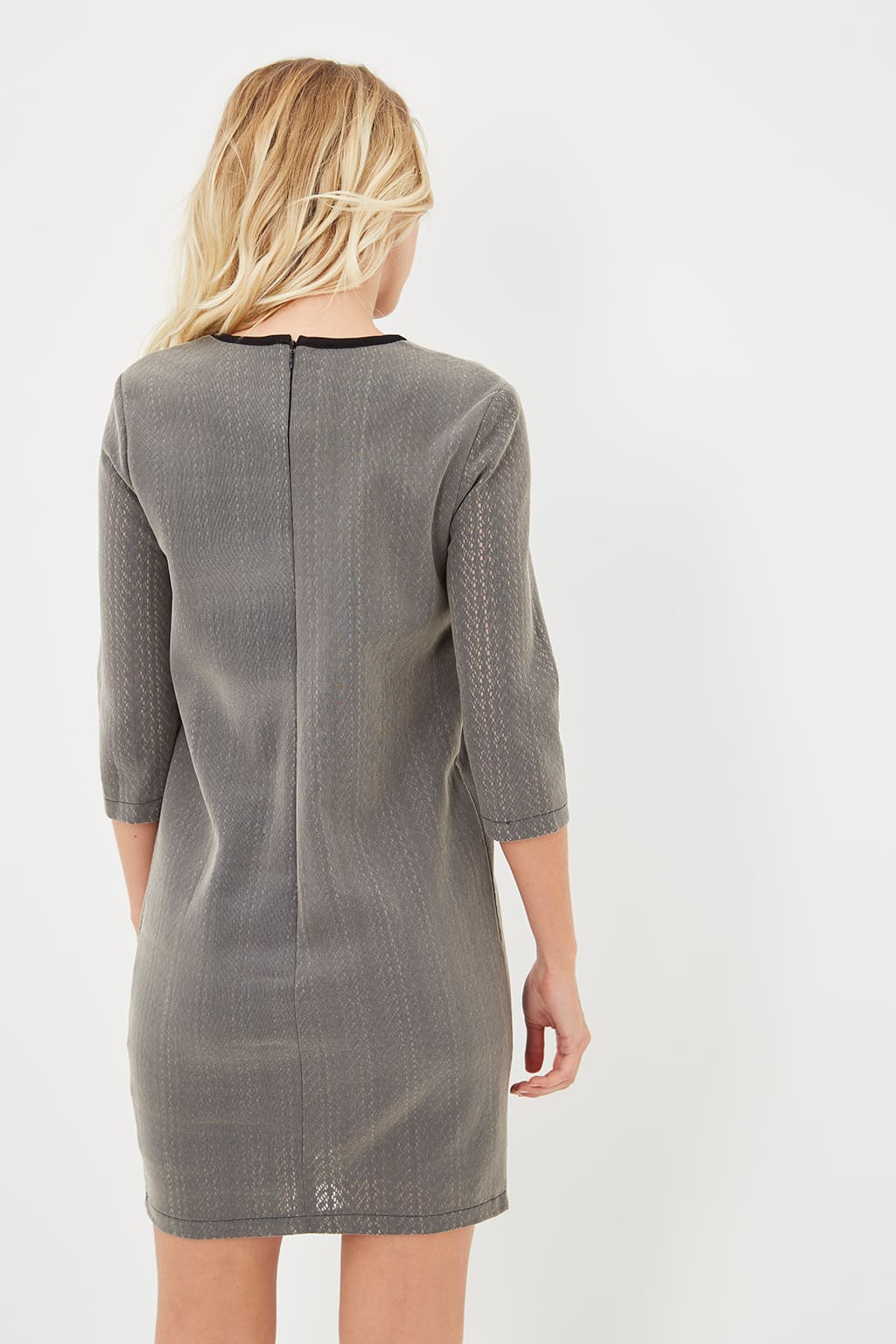 Vestido mujer mini dress manga 3/4 cuello redondo la morena modelo la-120001 forrado elegante cierre cremallera trasera color gris oscuro talla 42 versátil cómodo ✅Entrega 24/48h
