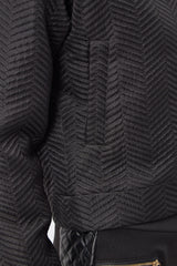 Chaqueta mujer textura elegante, diseño cuello redondo, manga larga, cierre de corchetes, modelo LA-120005 marca La Morena, estilo moderno, color negro, talla 38, cómoda y versátil ✅Entrega 24/48h