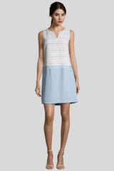 Vestido sin mangas mujer, dress casual elegante, modelo corto recto, escote V, tejido suave y ligero, ideal primavera verano, talla 38, azul claro, cómodo y versátil, look fresco chic diario ✅Entrega 24/48h