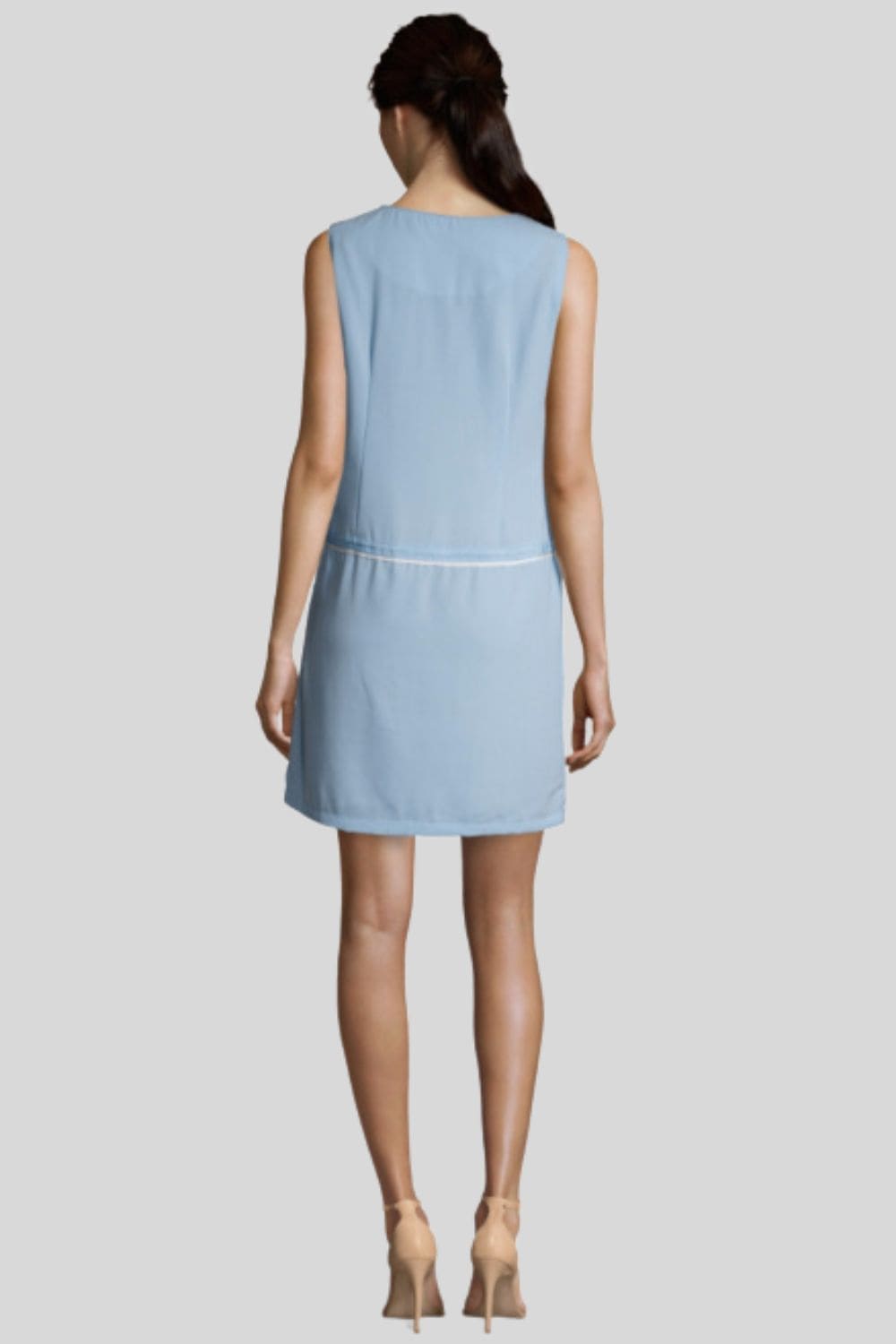 Vestido sin mangas mujer, dress casual elegante, modelo corto recto, escote V, tejido suave y ligero, ideal primavera verano, talla 38, azul claro, cómodo y versátil, look fresco chic diario ✅Entrega 24/48h