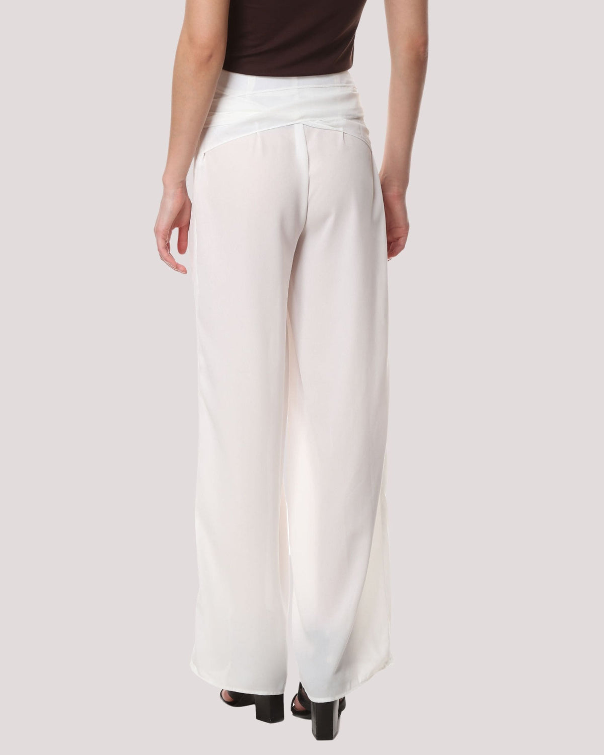 Pantalón Mujer Playa Vestir Pierna Ancha Tiro Alto Fluido Blanco Cinturón Anudado Translucido Moderno Elegante Cómodo Talla 38, Perfecto Primavera Verano ✅Entrega 24/48h