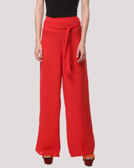 Pantalón palazzo, trouser, pantalón ancho tiro alto, lazo cintura, tejido ligero, estilo casual elegante, color rojo, talla 38, cómodo y versátil, ideal oficina y eventos, fácil de combinar, ✅Entrega 24/48h