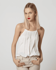 Body satinado mujer, top fluido, tirantes finos, espalda nadador, cuello redondo, cierre automático, cómodo, elegante, tallas 38, color blanco, ideal outfit diario noche evento, versátil, ligero ✅Entrega 24/48h