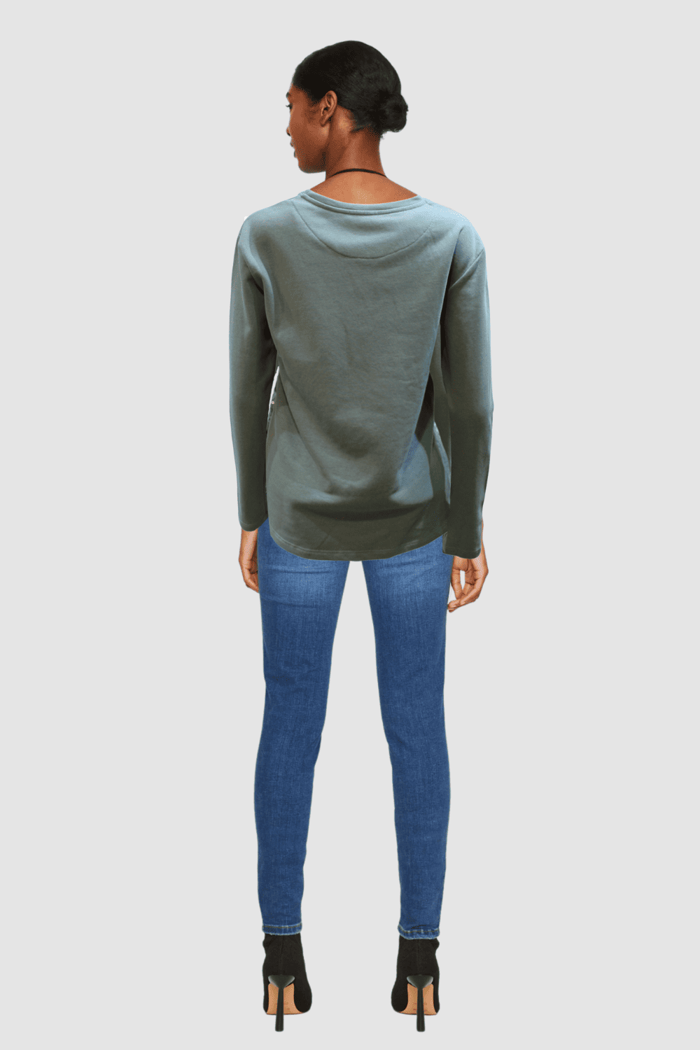 Sudadera mujer casual, jersey, suéter clásico con franjas de lentejuelas, corte regular, estilo urbano, material suave, color verde oliva, talla 38, destaca brillo sofisticado, cómoda, versátil, ideal looks streetwear ✅Entrega 24/48h