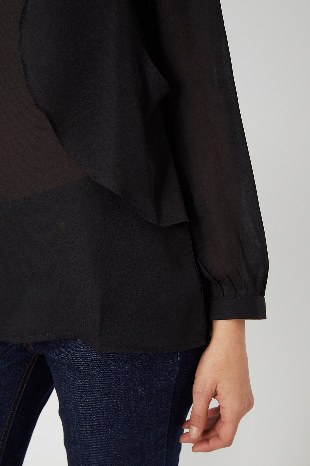 Blusa mujer gasa manga larga elegante transparente, camisa fashion, blusón ligero, corte suelto, sofisticada, ideal oficina y eventos, color negro, talla 38, cómoda y chic, look casual o formal ✅Entrega 24/48h
