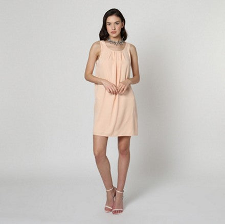 Vestido mujer corto recto sin mangas, tirantes, cuello redondo amplio, adorno decorativo, cierre cremallera, estilo elegante, modelo La Morena LA-190084, color rosa, talla 38, cómodo y versátil ✅Entrega 24/48h