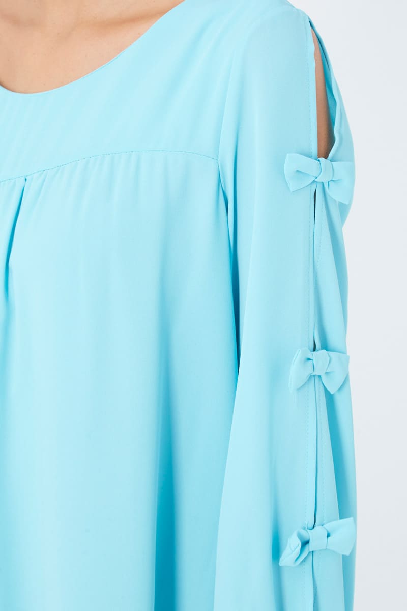 Vestido recto mujer dress outfit minimalista manga tres cuartos lazos laterales corte suelto color azul claro talla 38 ideal oficina eventos casual elegante cómodo fresco versátil ✅Entrega 24/48h