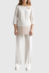 Conjunto dos piezas mujer, blusa y pantalón, diseño minimalista con flecos, tejido liso elegante, modelo sofisticado blanco, talla 38, ideal oficina eventos estilo urbano, cómodo y chic ✅Entrega 24/48h