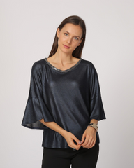 Blusa Mujer con cuello Redondo con Strass y Manga 3/4 Avolantada - LA-190359