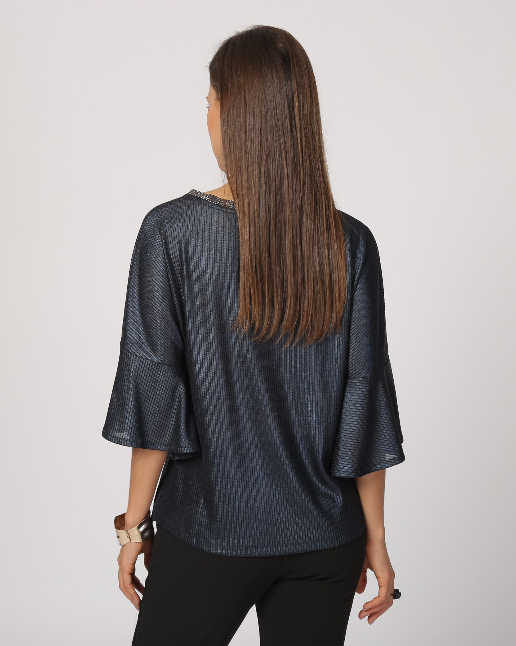 Blusa Mujer con cuello Redondo con Strass y Manga 3/4 Avolantada - LA-190359