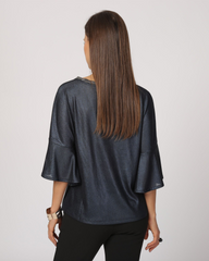 Blusa Mujer con cuello Redondo con Strass y Manga 3/4 Avolantada - LA-190359
