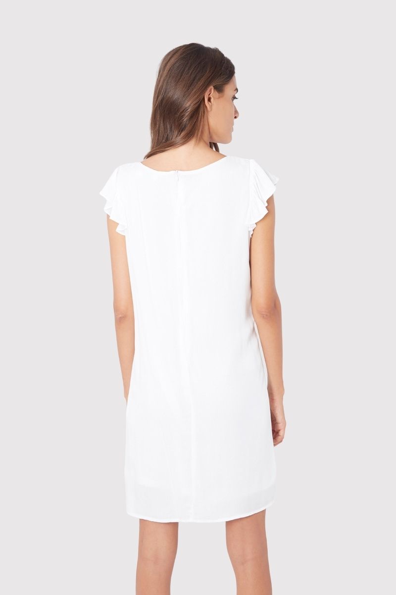 Vestido corto mujer, dress, outfit, algodón, manga corta, bordado floral colorido, cuello redondo, fresco, ligero, casual, cómodo, elegante, talla 38, ideal verano, blanco ✅Entrega 24/48h