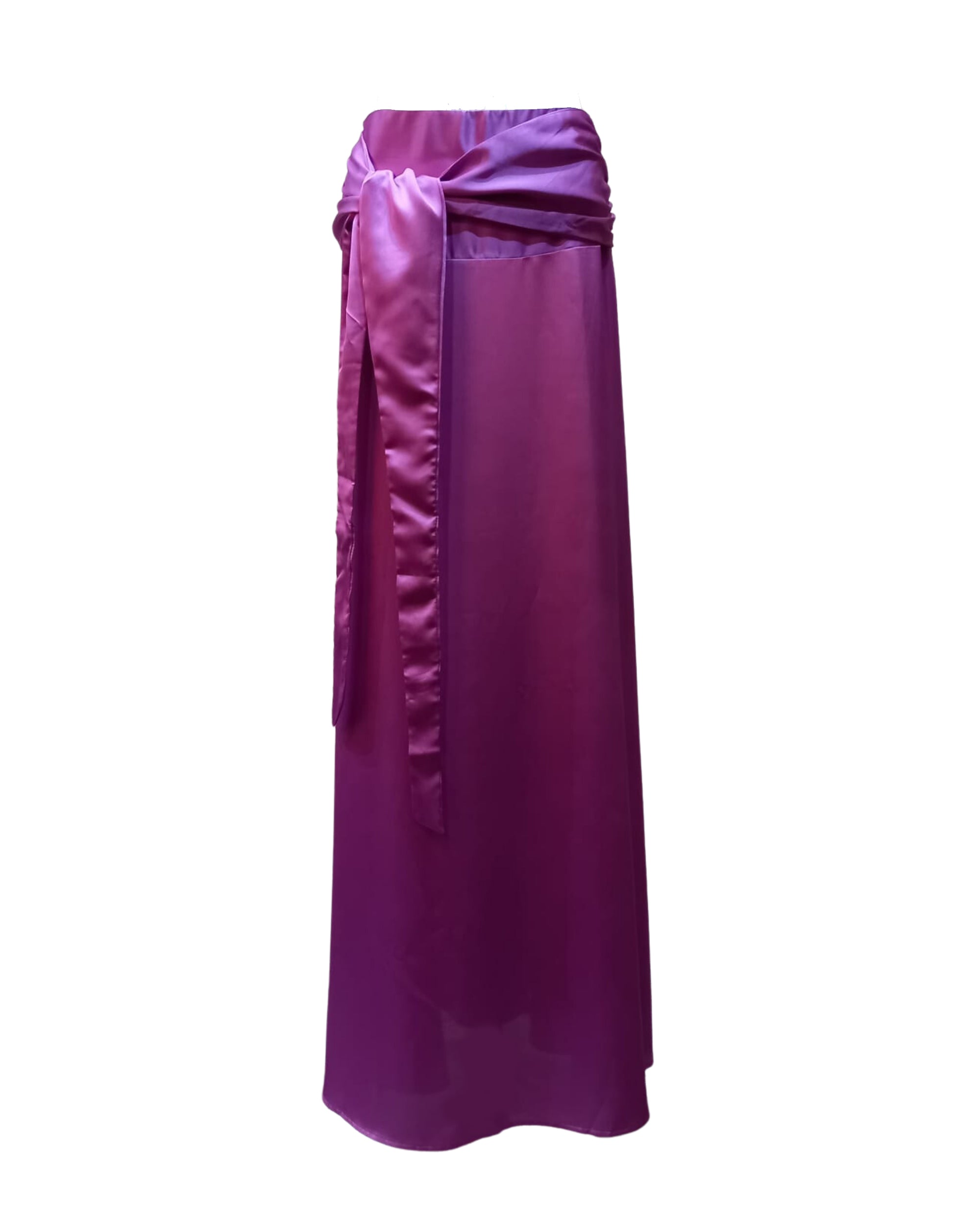 Falda larga satinada, skirt, modelo evasé, detalle lazo drapeado, cremallera trasera, tejido ligero y elegante violeta, mujer, talla 36, ideal eventos, cómoda, 100% poliéster, fácil cuidado, ✅Entrega 24/48h