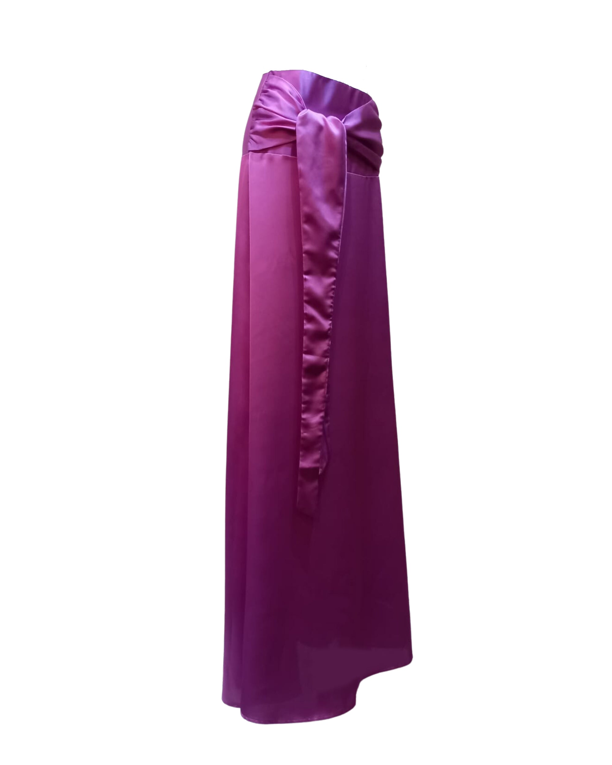 Falda larga satinada, skirt, modelo evasé, detalle lazo drapeado, cremallera trasera, tejido ligero y elegante violeta, mujer, talla 36, ideal eventos, cómoda, 100% poliéster, fácil cuidado, ✅Entrega 24/48h