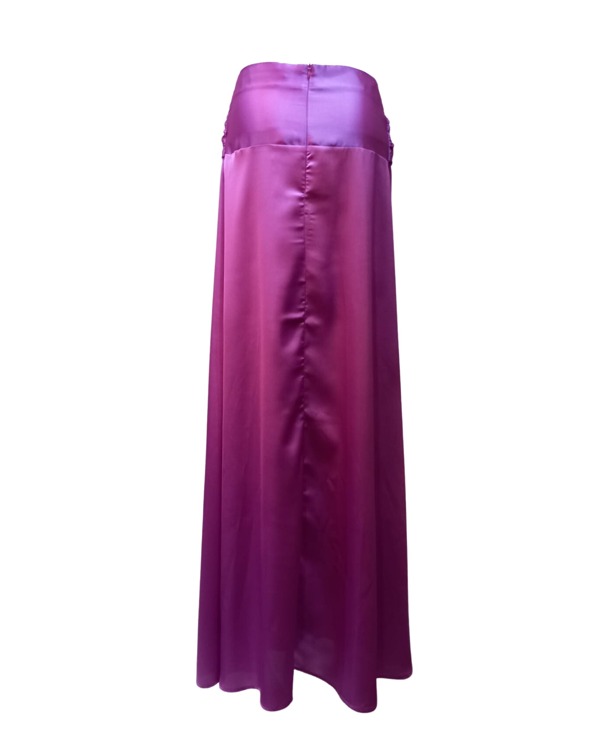 Falda larga satinada, skirt, modelo evasé, detalle lazo drapeado, cremallera trasera, tejido ligero y elegante violeta, mujer, talla 36, ideal eventos, cómoda, 100% poliéster, fácil cuidado, ✅Entrega 24/48h